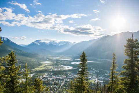 Aerial shot of the townsite showing the beauty of what it's like to live in Banff
