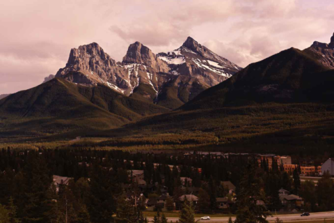 Overlooking homes in the Avens neighbourhood on the sunny side of Canmore