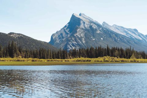 Beautiful views of Mount Rundle from a hike in Banff