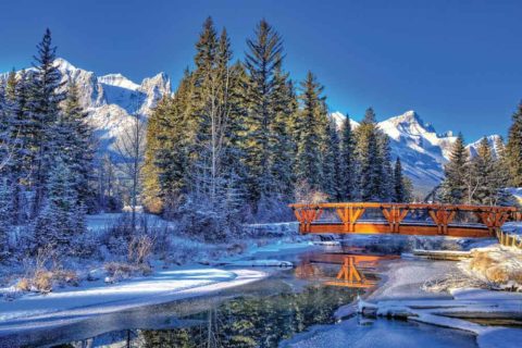 A bridge over Spring Creek in Canmore