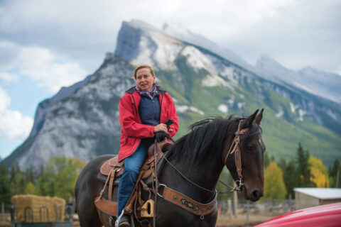 Julie Canning on a horse in Banff