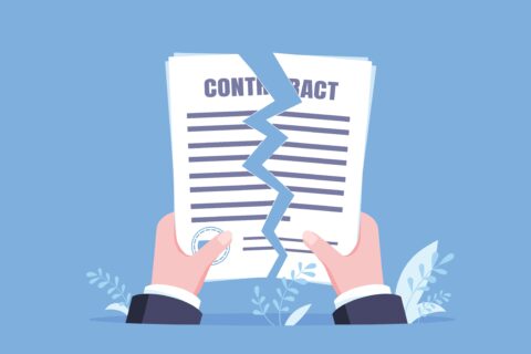 Illustration of hands ripping a contract to signify breaking your mortgage
